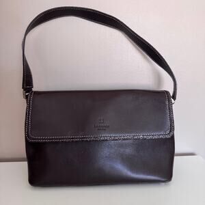 Kate Spade Vintage Dark Brown Leather Shoulder Bag Y2K Flap Closure